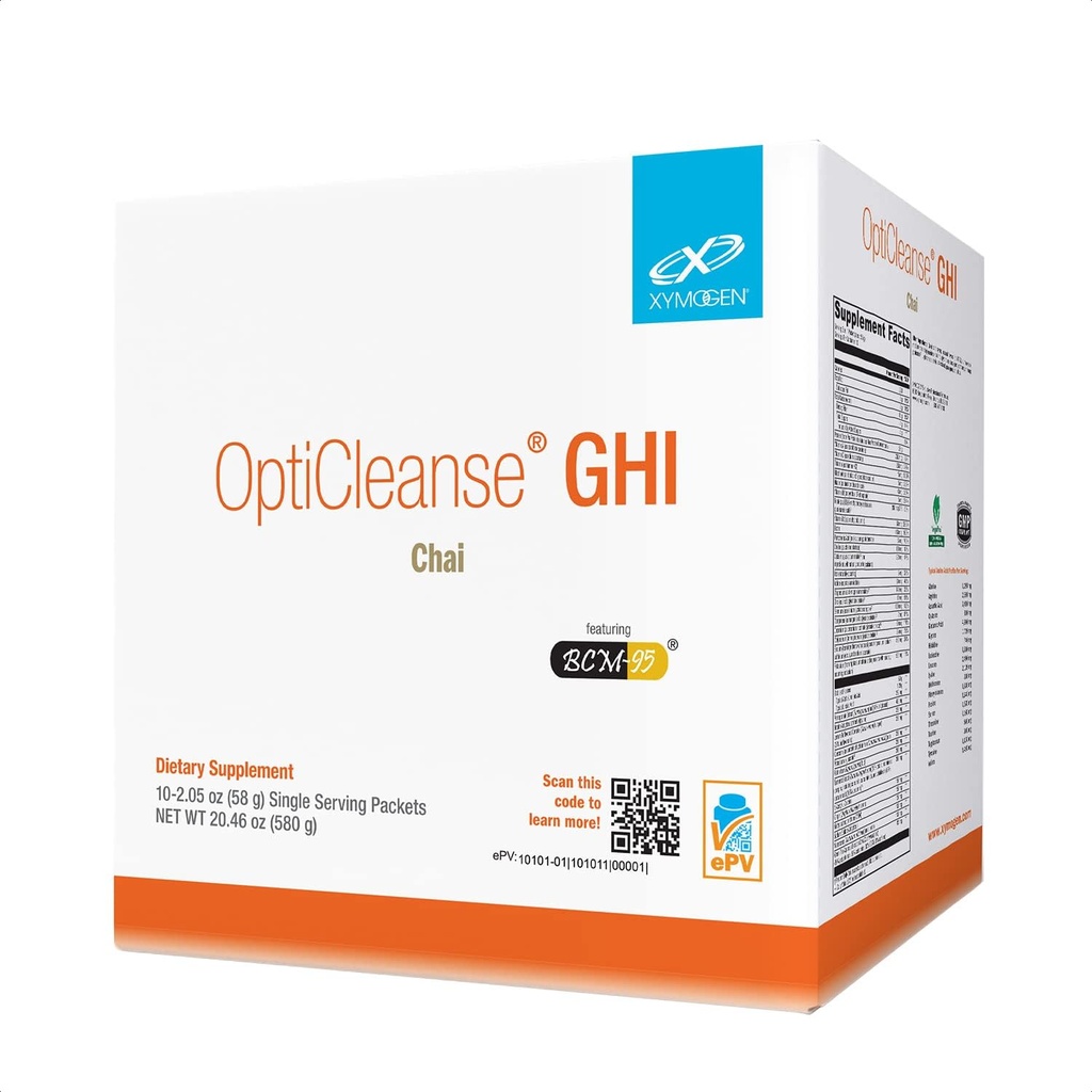 XYMOGEN OptiCleanse GHI Detox Cleanse - Poudre de protéines végétaliennes avec des vitamines, des phytonutriments, des minéraux pour aider le foie Detox, équilibre de cytokine et soutien de santé Gut - Chai (10 paquets)