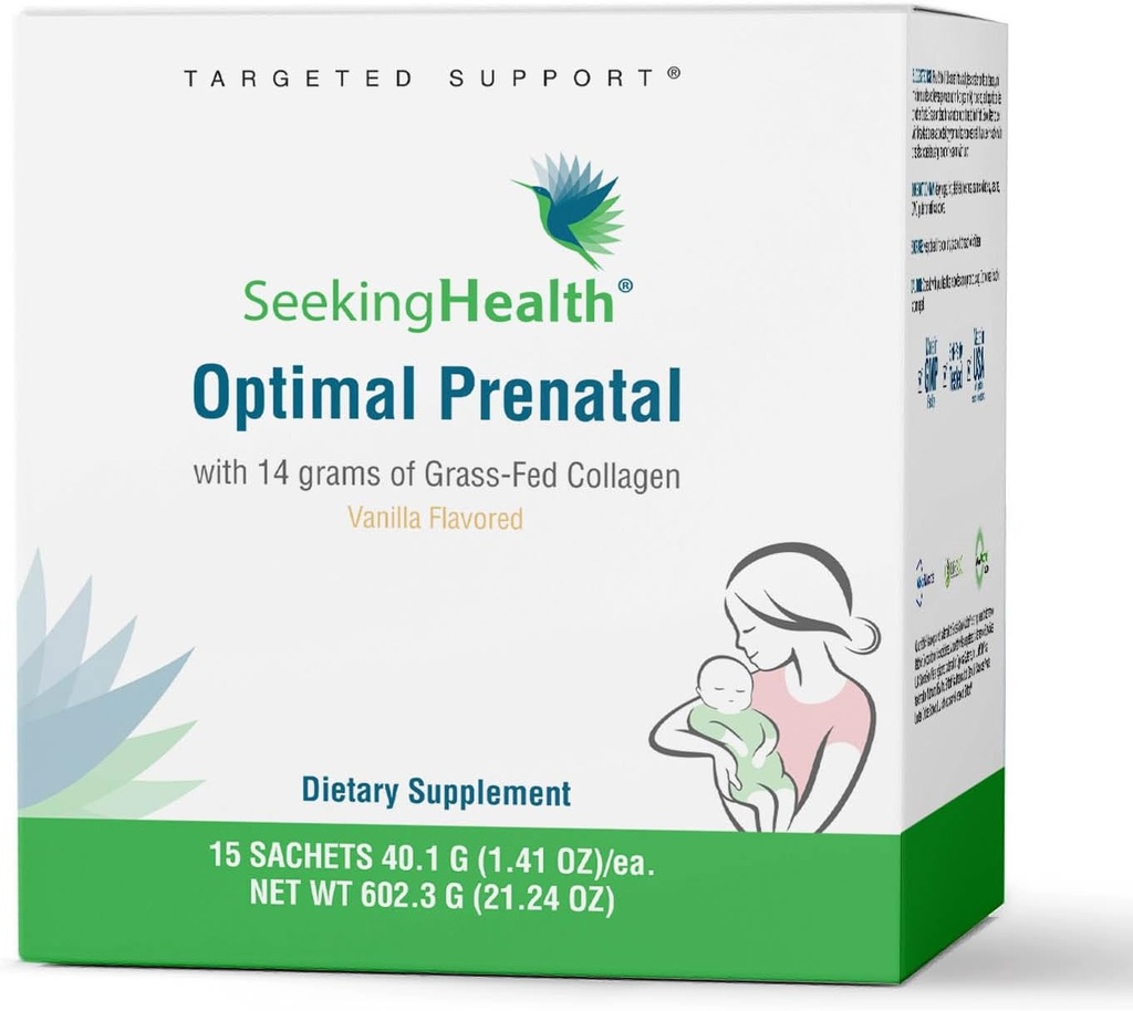 Recherche santé optimale prénatale avec collagène, femmes Multivitamine avec B12, L-5-MTHF, Choline, soutien de la méthylation, soutient la fertilité et la conception par la grossesse et l'allaitement (15 portions)