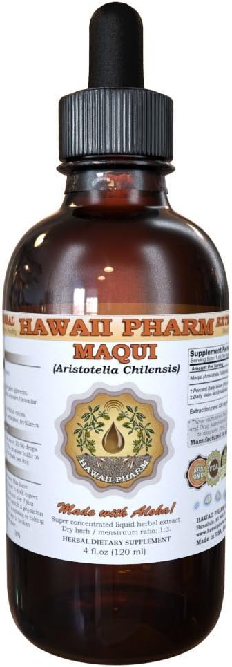 HawaiiPharm Maqui Extrait liquide, Maqui biologique (Aristotelia chilensis) Supplément de teinture 2 oz