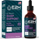 E2H Natural Sleep Support - Mélatonine liquide avec camomille, théanine - mieux dormir, plus profond, plus long - végétalien, sans OGM - fournit un soulagement du stress - 2 Fl Oz