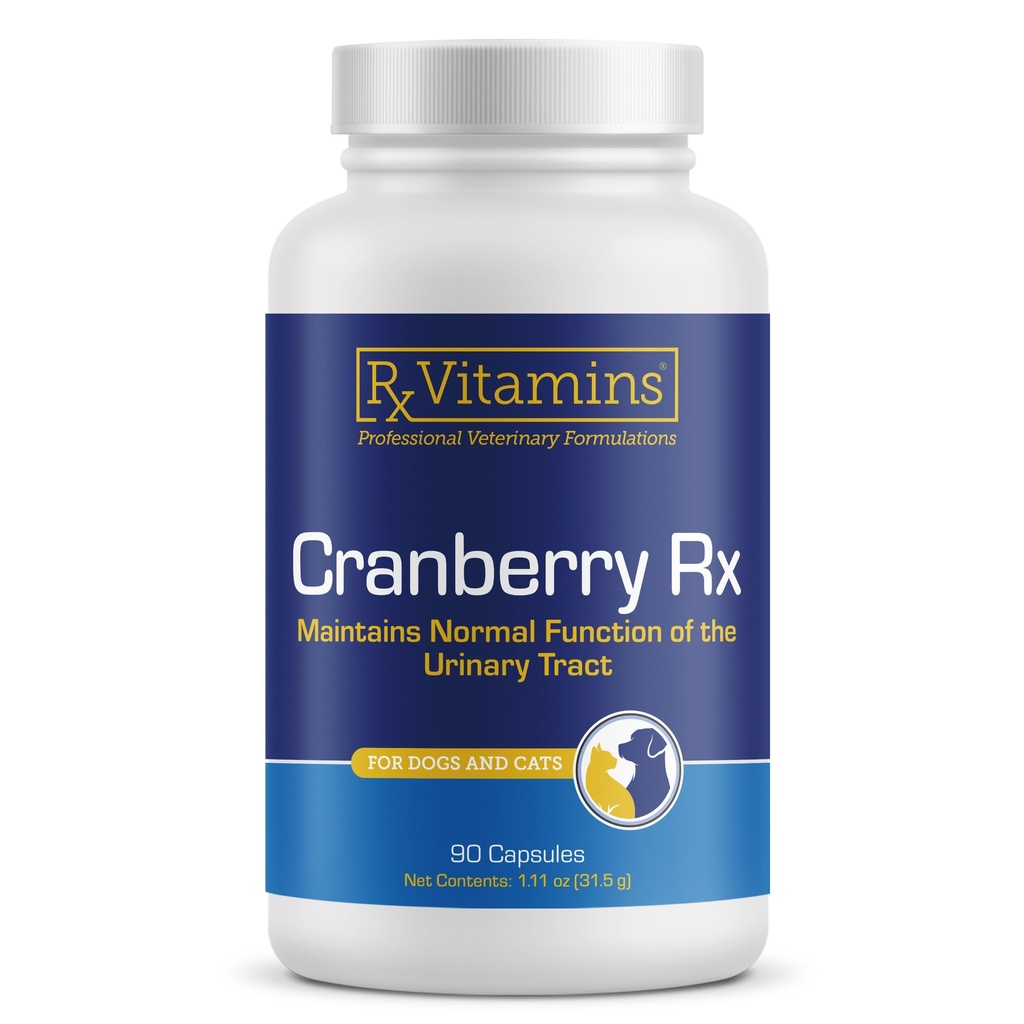 Vitamines RX Capsules de canneberge - Supplément de canneberge pour les chiens et les chats - Soutiens pour la santé du trac urinaire et la santé de la vésicule - Cat UTI Remède et chien UTI Prévention - Boost Immune Support - 90 comtes