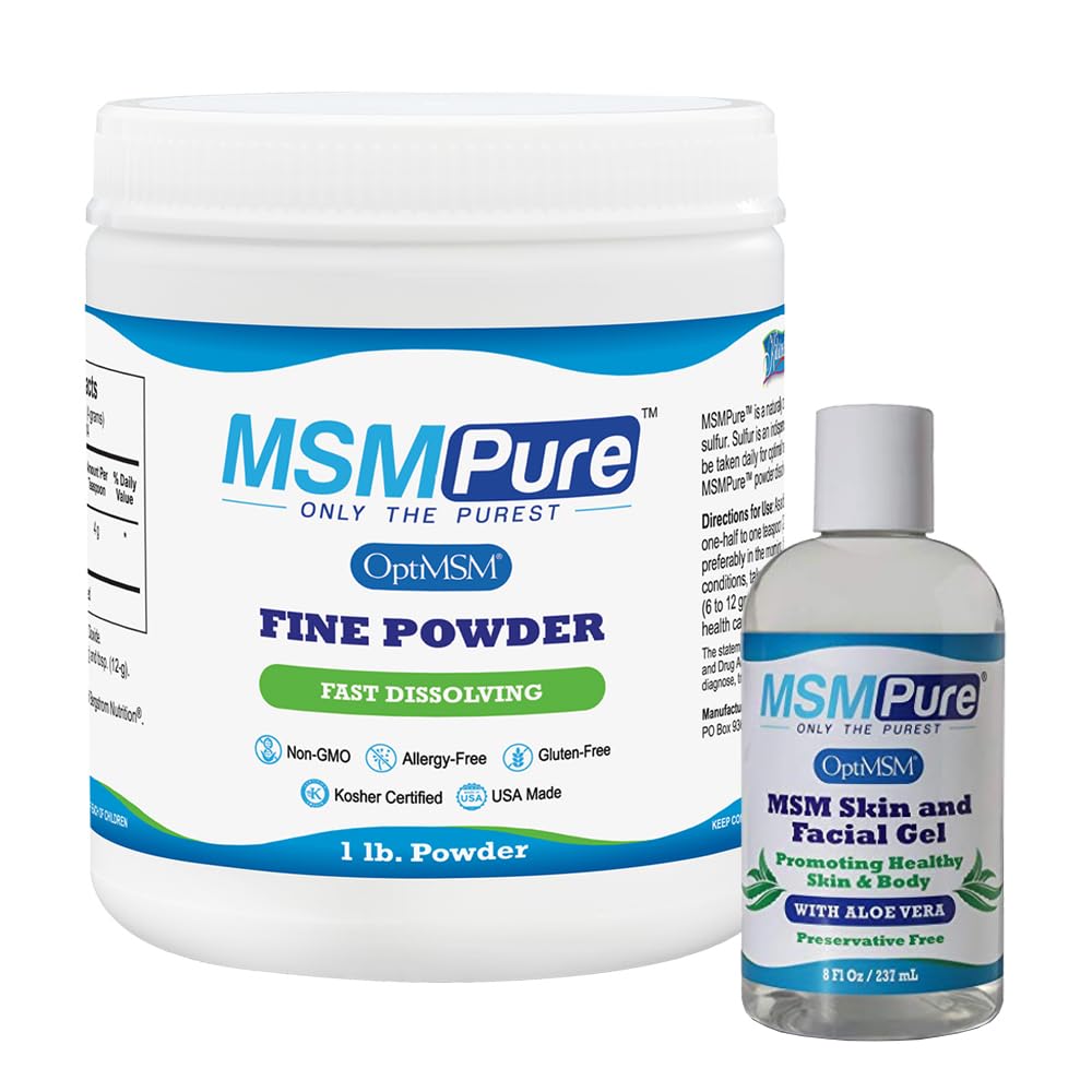 KALA SANTE MSMPure MSM Poudre fine 1 lb et Gel MSM avec Aloe 8oz biologique