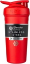 Bouteilles de mélange Strada Shaker Cup Bouteille d'eau en acier inoxydable isolée avec fouet en fil, 24-Ounce, rouge