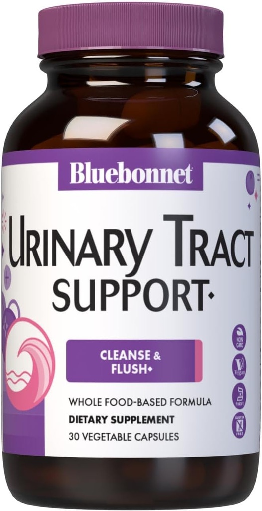 Bluebonnet Nutrition Traitement urinaire Soutien, nettoyage et flush*, sans soja, sans gluten, sans casher-certifié, sans OGM, sans lait, végétalien, 30 capsules végétales, 15 portions