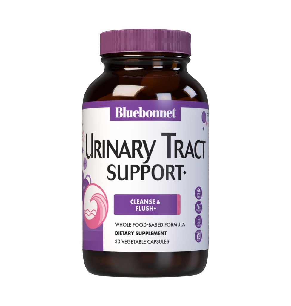 Bluebonnet Nutrition Traitement urinaire Soutien, nettoyage et flush*, sans soja, sans gluten, sans casher-certifié, sans OGM, sans lait, végétalien, 30 capsules végétales, 15 portions