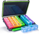 Organisateur hebdomadaire de pilules, boîte à pilules de 7 jours (4 fois par jour) Portable pour voyager avec l'humidité-Proof Design Pill case to Pills/Vitamine/Pish Oil/Supplements