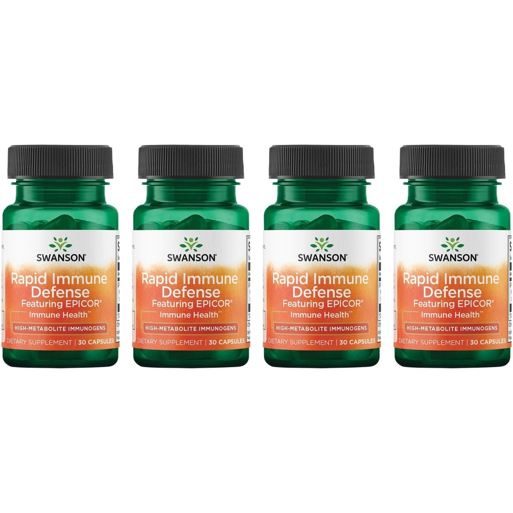 Swanson Défense Imune Rapide Avec Epicor 500 mg 30 Caps (4 Pack)