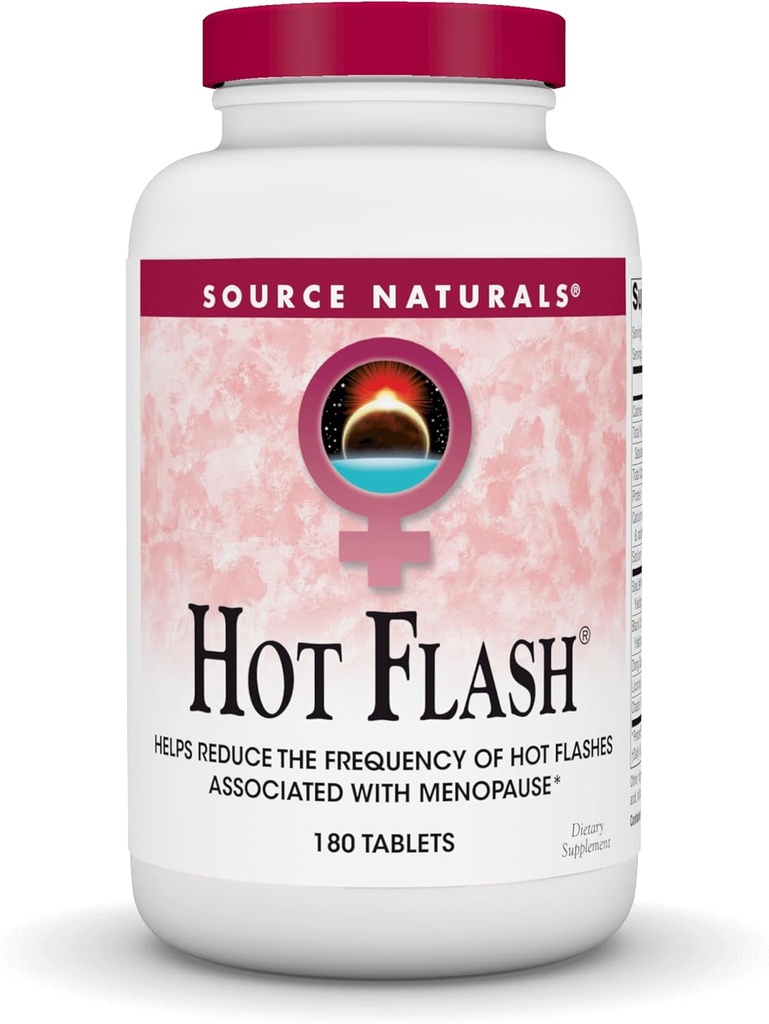 Source Naturals Flash chaud - aide à réduire la fréquence des flashs chauds associés à la ménopause, soja non OGM - 180 comprimés - 60 jours d'approvisionnement