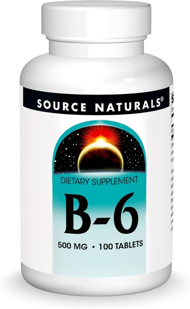 Source Naturals Vitamine B-6, système immunitaire support* -500 mg, 100 comprimés
