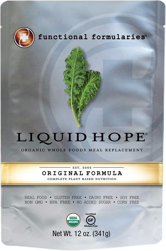 Formules fonctionnelles Liquid Hope Organic Tube Fooding Formula and Nutritional Meal Replacement Complement, 12 Oz Pouch, Single