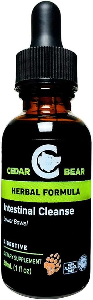 Cedar Bear Intestinal Nettoie un supplément à base de plantes liquides qui modère l'environnement du système digestif, permettant à la flore bénéfique de flourrir 1 Fl Oz