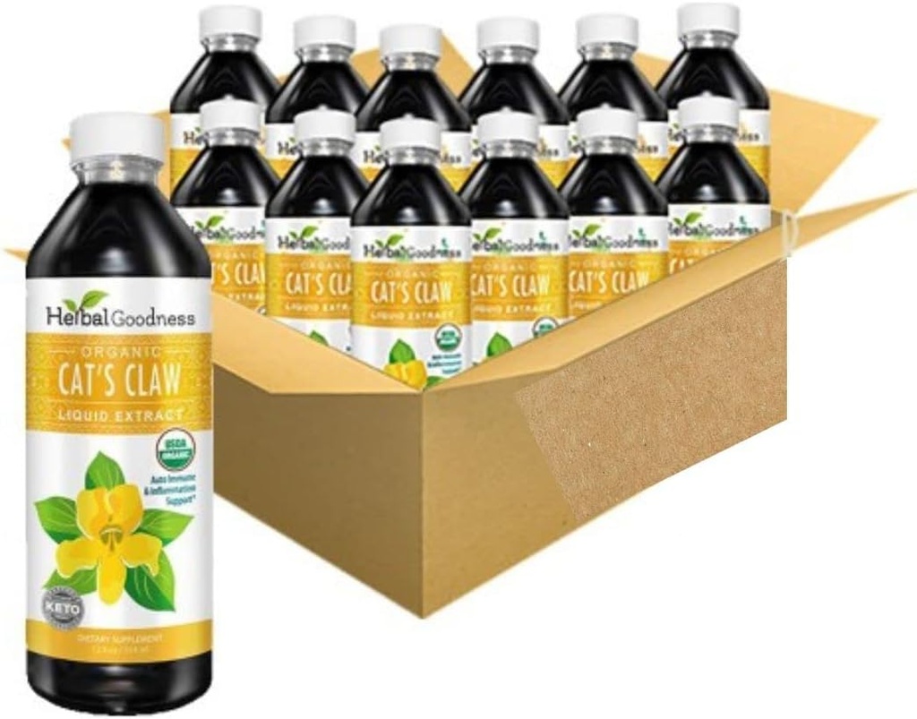 Extrait liquide de griffe de chat -Vegan -Sans gluten - Extrait liquide de griffe de chat biologique -12oz -Bonneté de l'herbe (paquet de 12)