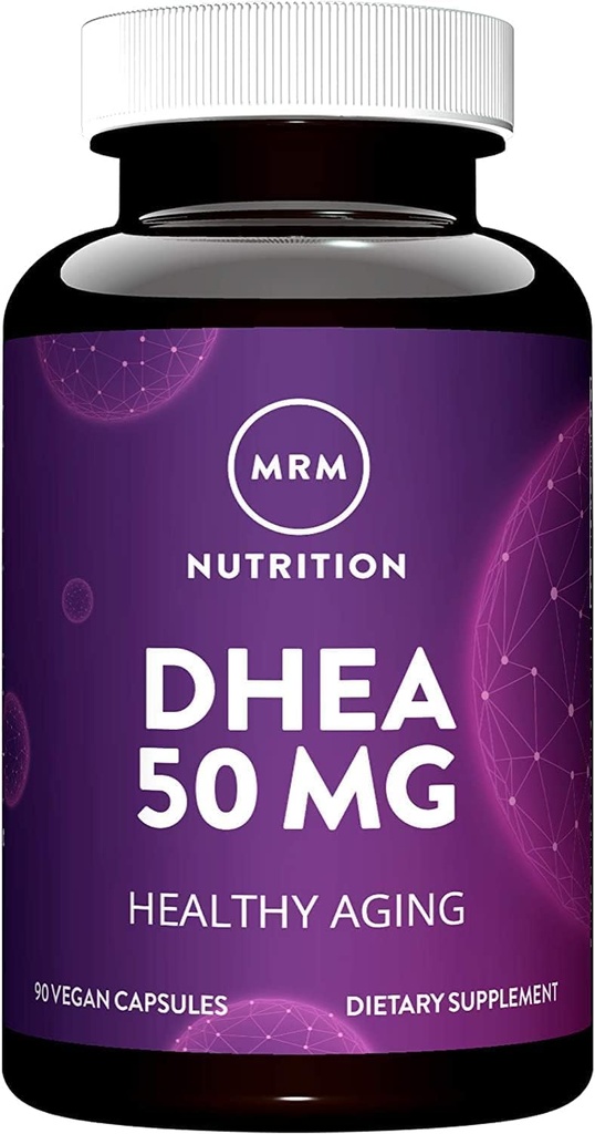 MRM Nutrition DHEA 50mg) Vieillissement en santé (micronisé pour absorption) Mémoire + Mood) CLHP testé pour la pureté + puissance (sans gluten + végétalien + non OGM) 90 portions