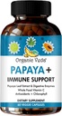 Supplément biologique Veda Papaya Leaf Plus - Capsules de Super Extraction de Plaquette de Sang avec Enzymes Digestifs Papaya, Chlorophylle, Extrait de Graines de raisin, Vitamine C - Broie osseuse et Santé Gut - 60 ct