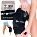 ActiveWrap - Knee Ice Pack Wrap with Compression, 2 Reusable Gel Heat & Cold Packs for Knee Pain, Sore Legs & Shin Splints. Flexible Cold Wrap for Injury and Swelling Control & Joint Support - One Size Fits Most