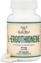 Supplément à l'ergothioneine (EGT) 30mg de L-ergothioneine pure à base végétale par gélule, 60compte (peut soutenir la longévité et le vieillissement en santé) Non-OGM, sans gluten, sans végétalien par double bois