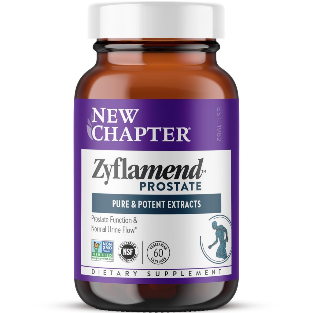Nouveau chapitre Prostate Supplément Zyflamend Prostate avec Saw Palmetto + Pumpkin Seed Oil + Turmeric pour Prostate Health Capsule végétarienne, 60 Compte