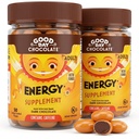 Good Day Chocolat Suppléments d'énergie pour adultes [2 Pack] Chocolat caféine équitable avec B-Vitamines, Extraits de thé vert et 20 mg de caféine par pièce - Energy Booster pour les femmes et les hommes