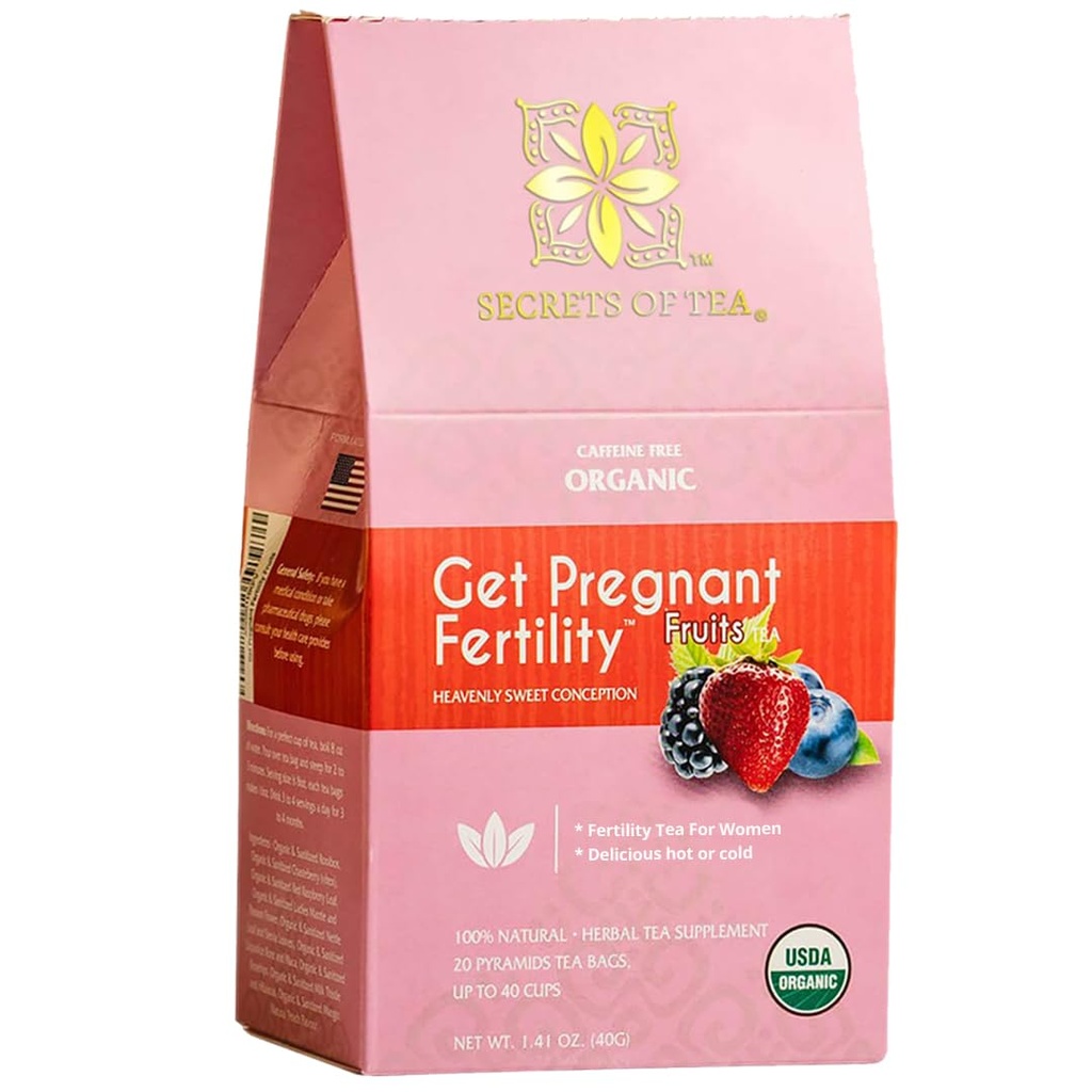 Secrets of Tea Fertility Tea for Women - Chaste Berry Tea with Red Raspberry Leaf for Balance & Cycle Support - Les thés de grossesse soutiennent le bien-être premier Trimestre - 20 Compte - 1 Pack