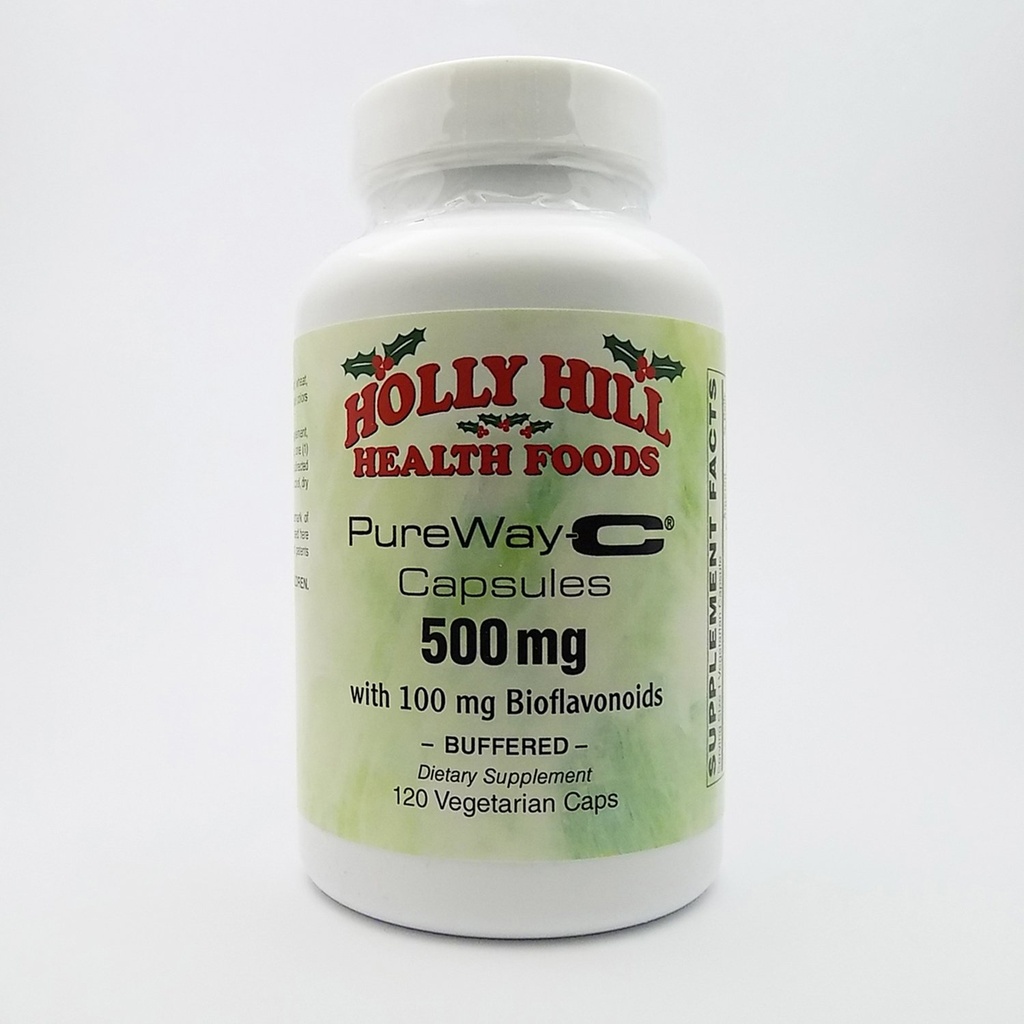 Holly Hill Health Foods, PureWay-C 500 MG avec 100 MG Bioflavonoïdes, Buffered, 120 capsules végétariennes