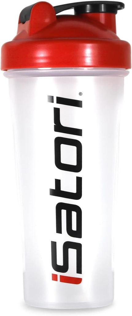 iSatori Classic Y compris la boule de mélange de fil en acier inoxydable - 28-Ounce (Bouteille claire avec haut rouge)