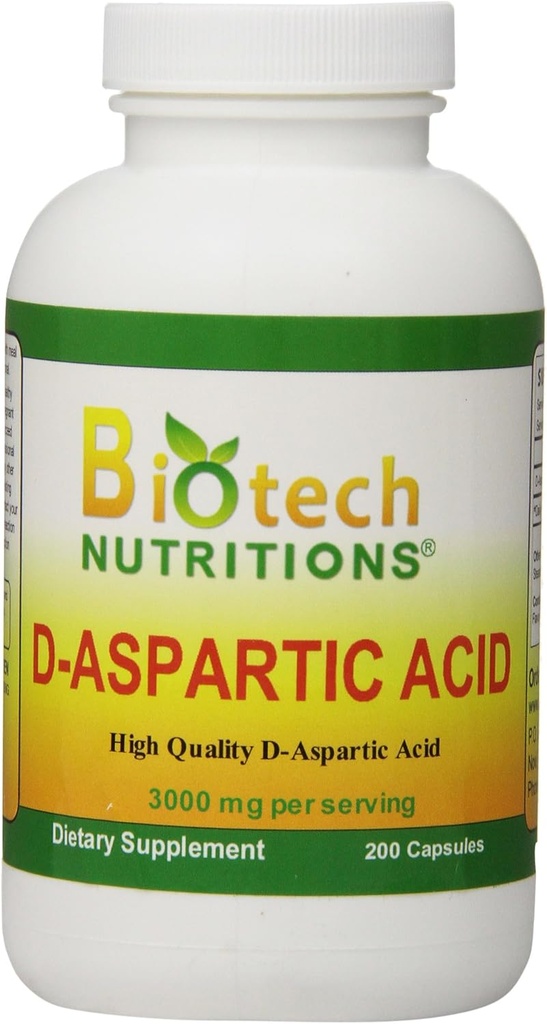Supplément diététique D-acide aspartique, 3000 mg, 200 Nombre