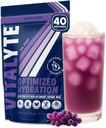 Mélange de poudre d'électrolyte de Vitalyte, mélange d'hydrolyte isotonique, mélange de poudre de post-entraînement sans gluten, boîte de 1, 35 oz, saveur de raisin