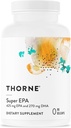 THORNE - Super EPA - Omega-3 Acides gras EPA 425mg & Supplément DHA 270mg - Soutien Cerveau, cardiovasculaire, articulations et peau* - Gluten, laiterie et sans soja - 90 gelcaps