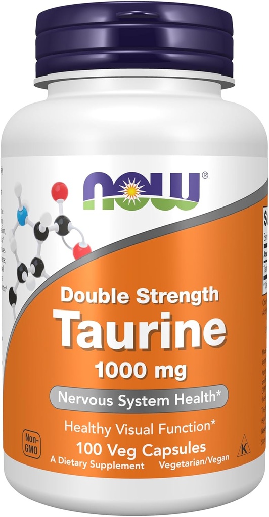 MAINTENANT Suppléments, Taurine 1000 mg, Double force, Santé du système nerveux*, 100 gélules