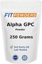 Poudre alpha-GPC 250 grammes, poudre de choline supplémentaire alpha-GPC non-OGM, végétalien, tiers testé, pré-entraînement, mémoire et focus, avec scoop