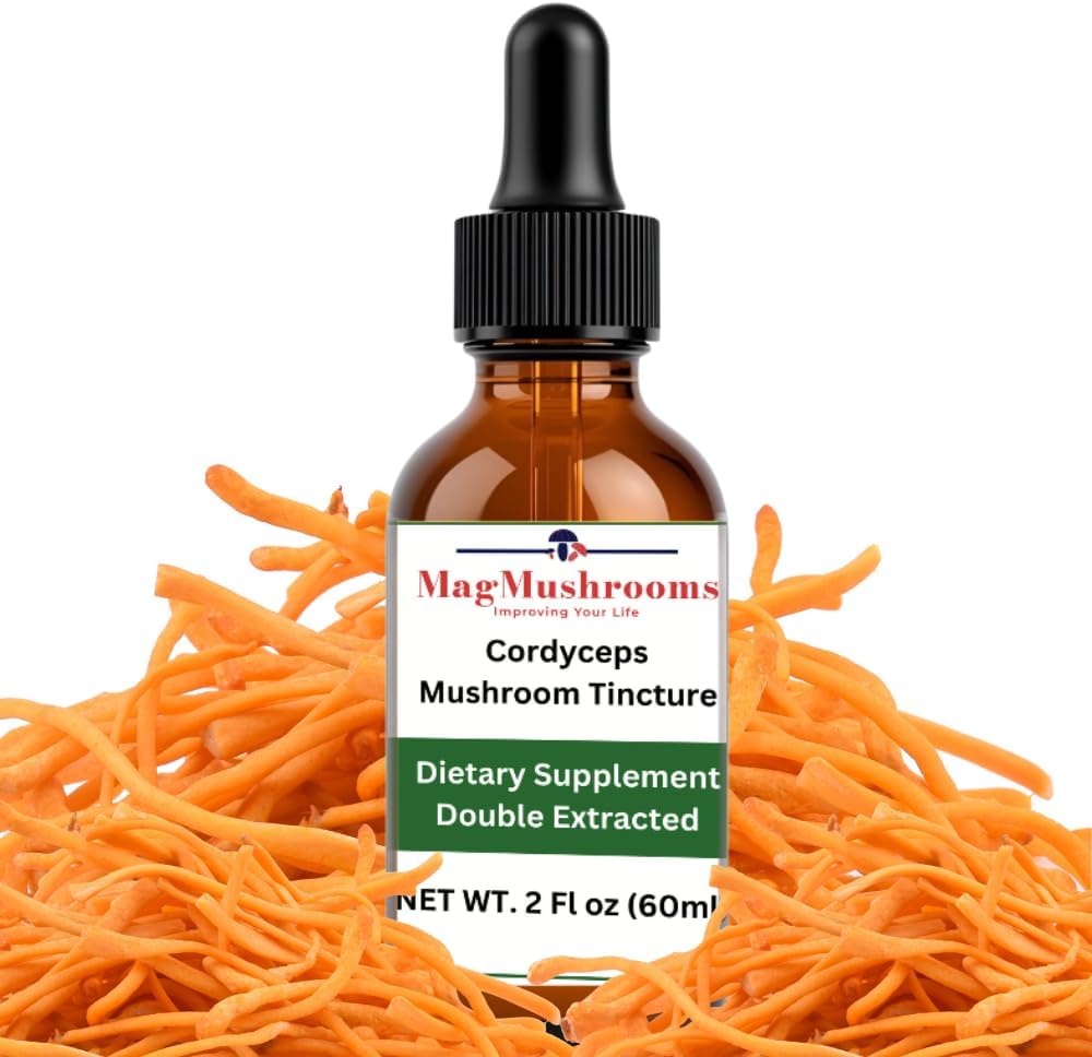 MagMushroom Cordyceps Extrait de champignons Teinture liquide, Supplément quotidien, Double extrait pour la puissance maximale, 2 Fl. oz., 60 Daily