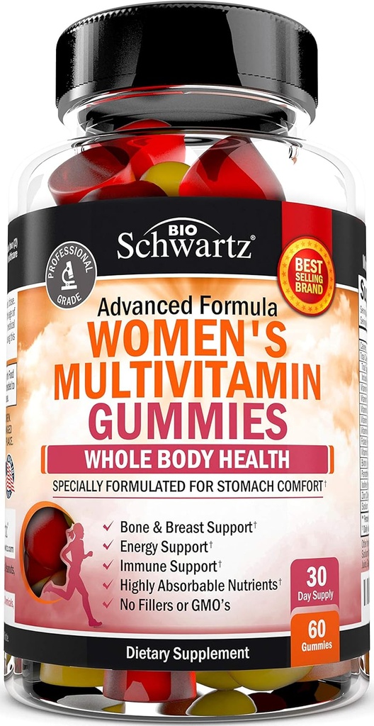 Multivitamines pour femmes avec vitamine A C B6 B12 D & E Vitamines pour immunosupport - Multivitamines pour les femmes pour la peau du sein osseux articulaire et supplément énergétique diététique, Berry Flavor mixte, 60 Ct