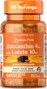 Puritan's Pride Zeaxanthin 4mg avec LutigoldTM Lutein 10mg Caroténoïdes, supplément alimentaire pour les yeux sains et la vision, 60 softgels à libération rapide facile à avaler