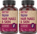 DEVA Vitamines végétales Supplément cheveux, ongles et peau avec 500 mcg de biotine par comprimé 90 comprimés (paquet de 2)
