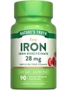 Supplément de Fer à la Vérité de la Nature pour les femmes et les hommes 28 mg 90 Capsules