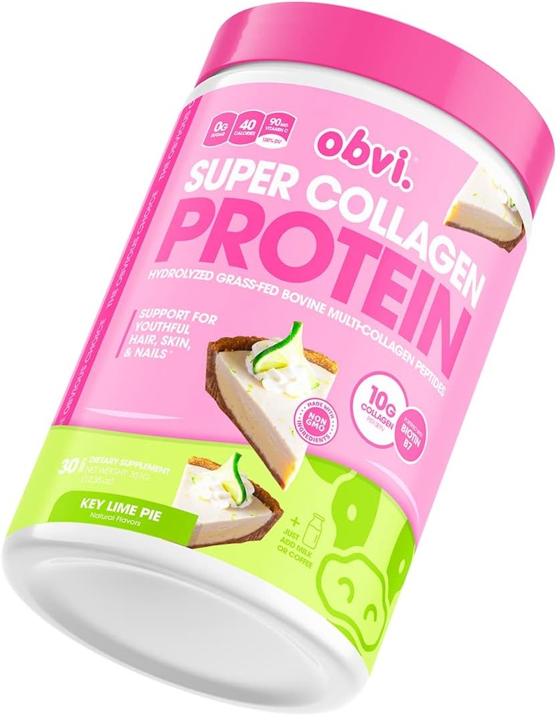 Obvi Collagen Peptides Poudre de protéines pour la santé, les cheveux sains, la peau, les ongles avec la biotine et les vitamines