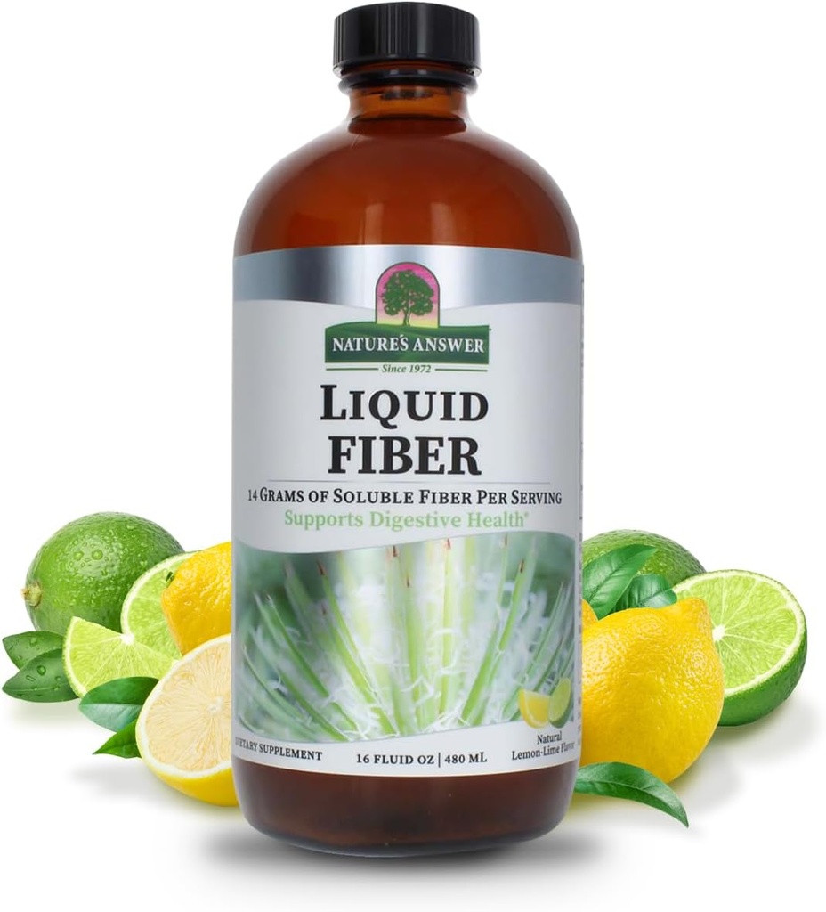 Nature's Answer Fiber Drink 16oz Liquid | Lemon Lime Flavored | Supports Digestive Health | Promotes Regularity | Gluten-Free, Non-GMO, Vegan, No Artificial Flavors or Preservatives | Single Count