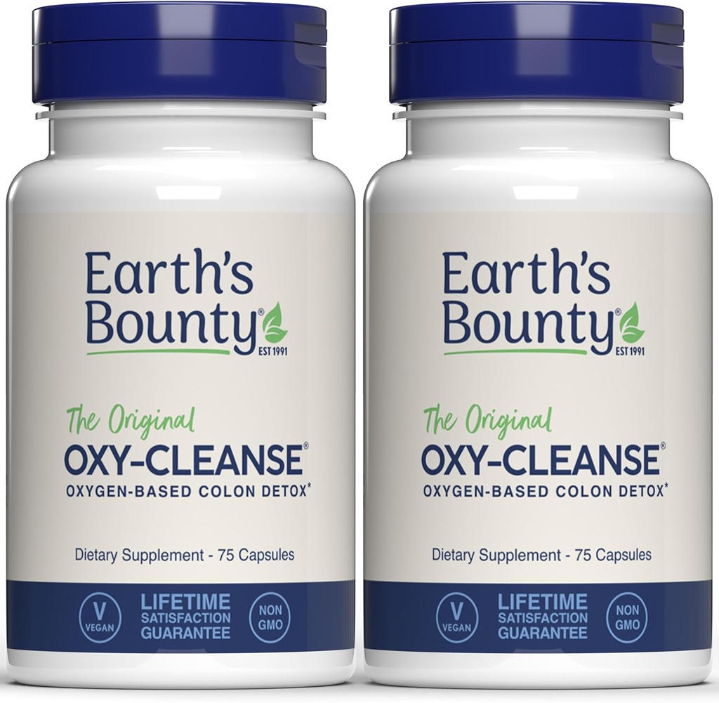 Réchauffeur de Colons à Oxy-Cleanse de la Terre - Nettoyage de Colon doux pour le bien-être digestif - Relief de constipation - Détox de Colon naturel - 75 Capsules - 2-Pack