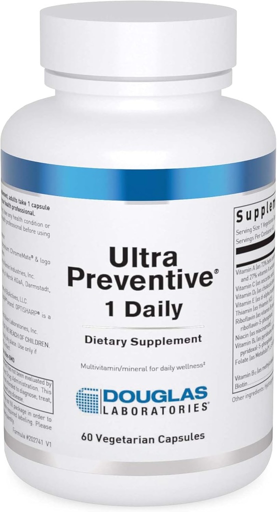 Laboratoires Douglas Ultra Preventive 1 Quotidien $ Multivitamines et suppléments minéraux pour soutenir la production d'énergie, la fonction immunitaire et la santé globale * , 60 capsules
