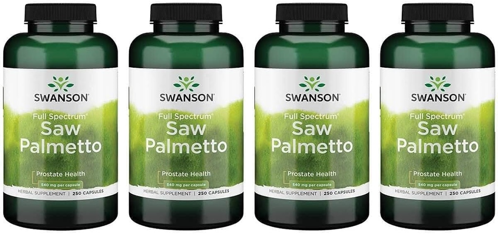 Swanson Saw Palmetto - Supplément à base de plantes Promouvoir le soutien de la santé prostate masculine - Supplément de cheveux naturels et soutien de la santé urinaire (540 mg 250 Capsules) (4 Pack)