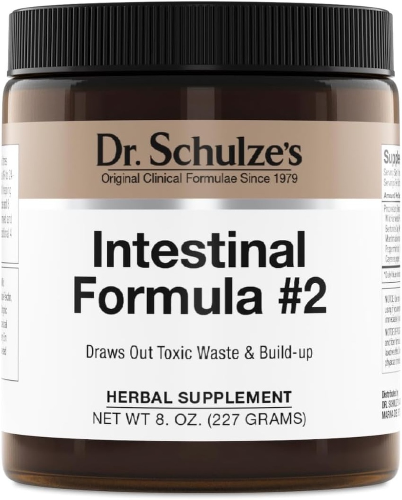Formule intestinale no 2 du Dr Schulze - Supplément nettoyant pour le soutien à la santé des colonies - Soutien à l'élimination quotidienne - Supplément à base de plantes - Sans gluten et végétalien - 8 oz