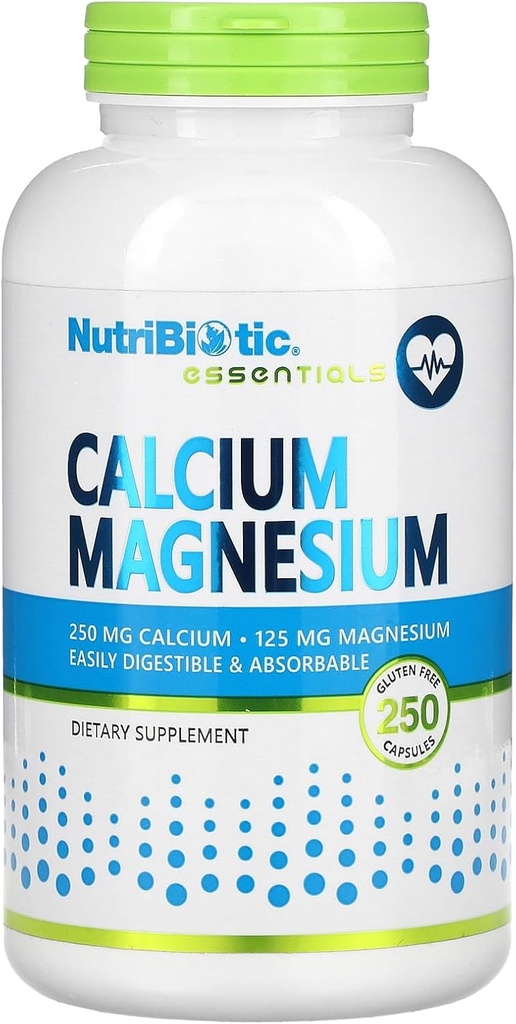 Magnésium de calcium nutribiotique, 250 capsules
