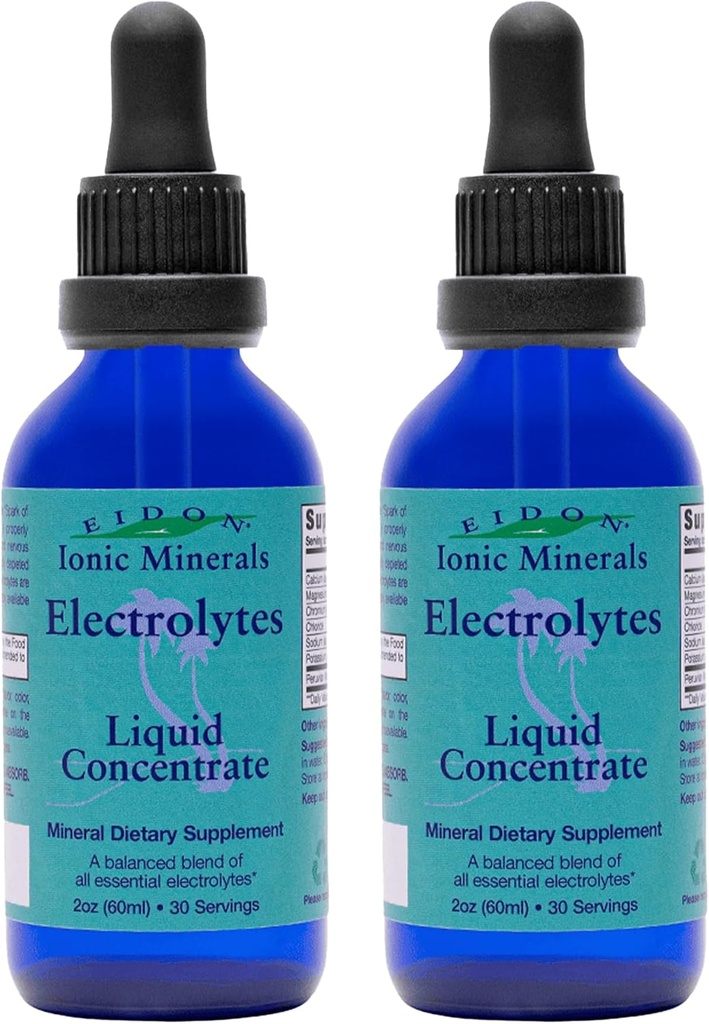 Electrolytes d'Eidon - gouttes d'électrolyte liquide, supplément minéral ionique à ajouter à l'eau, la reconstitution et l'équilibre L'équilibre électrolytique, support d'hydratation, sans sucre sucré - 2 oz, 2 pack