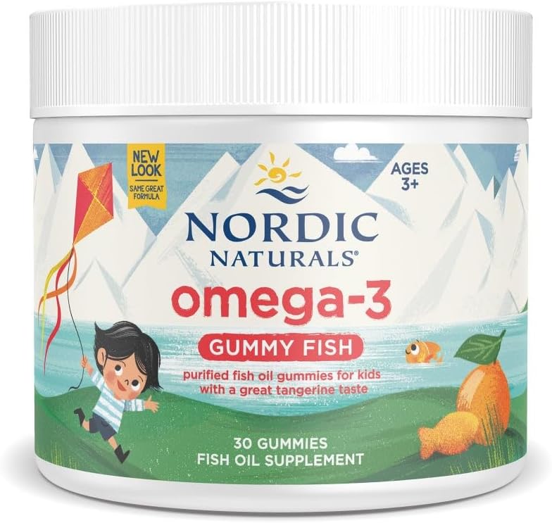 Nordic Naturals Nordic Omega-3 Poisson gommy, Tangerine - 30 Poisson gommy - 124 mg Total Omega-3 avec EPA et DHA - Non-OGM - 30 portions