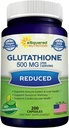 aSquared Nutrition Diminution du glutathion 500mg par supplément de service -200 Capsules -L-Glutathion Antioxydant pour soutenir la santé du foie et de la désintoxication - pilules en poudre Max Strength pour aider la fonction immunitaire et cérébrale