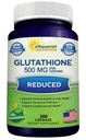 aSquared Nutrition Diminution du glutathion 500mg par supplément de service -200 Capsules -L-Glutathion Antioxydant pour soutenir la santé du foie et de la désintoxication - pilules en poudre Max Strength pour aider la fonction immunitaire et cérébrale