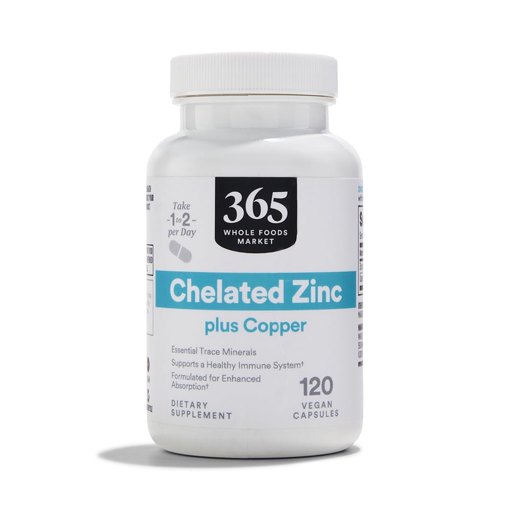 365 par Marché des aliments entiers, Zinc chélaté plus Cuivre, 120 Nombre