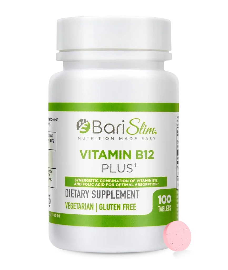 BariSlim Vitamine B12 Plus Comprimés - Bariatric Formulé pour la chirurgie après perte de poids, y compris le pont gastrique et le manche gastrique - soutient les niveaux d'énergie et la santé globale
