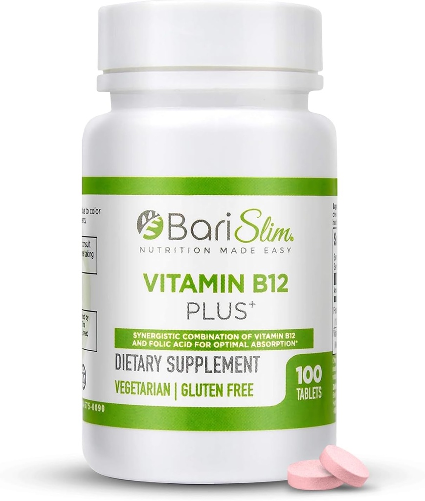 BariSlim Vitamine B12 Plus Comprimés - Bariatric Formulé pour la chirurgie après perte de poids, y compris le pont gastrique et le manche gastrique - soutient les niveaux d'énergie et la santé globale
